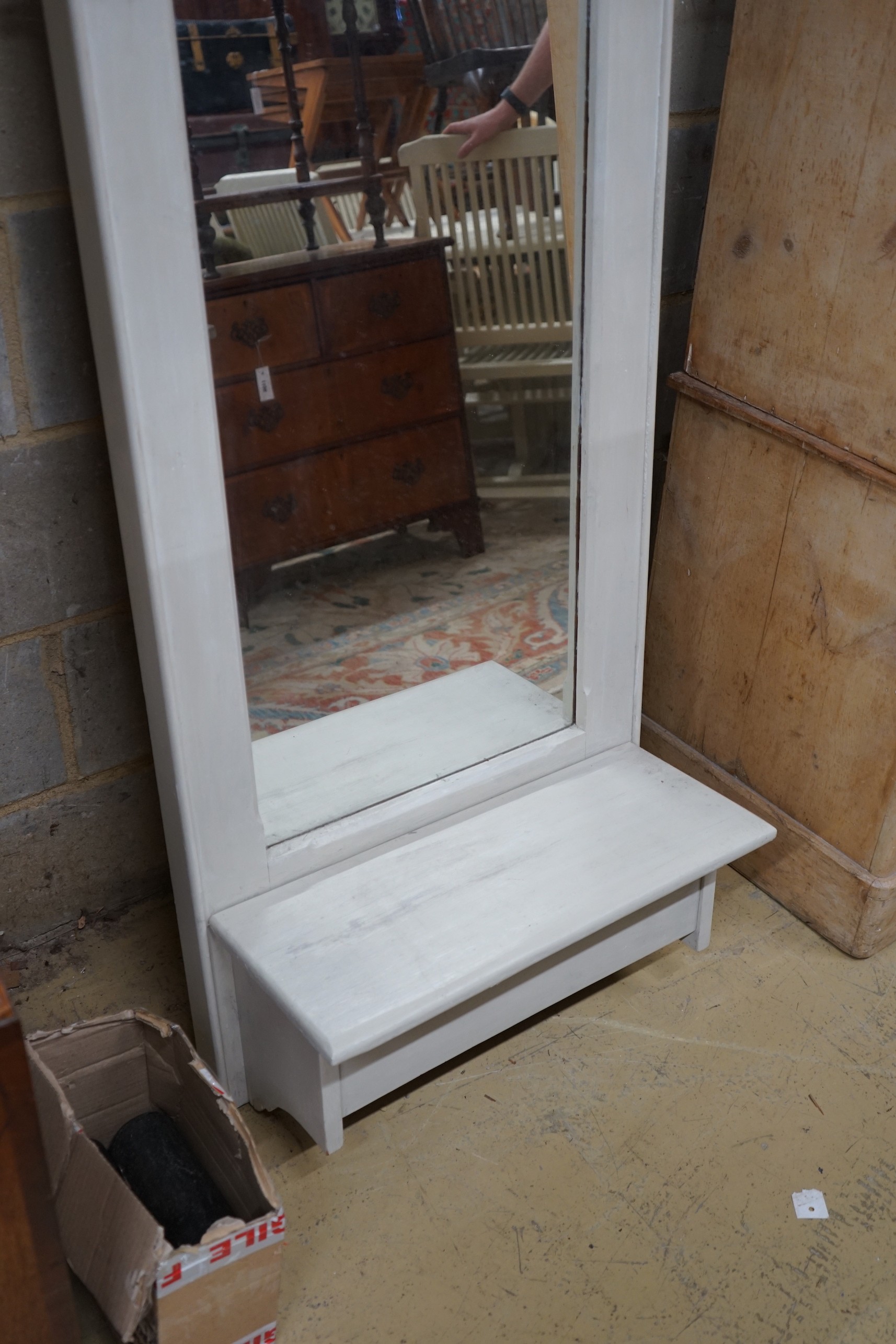 A Victorian style painted hall mirror, width 60cm, height 187cm